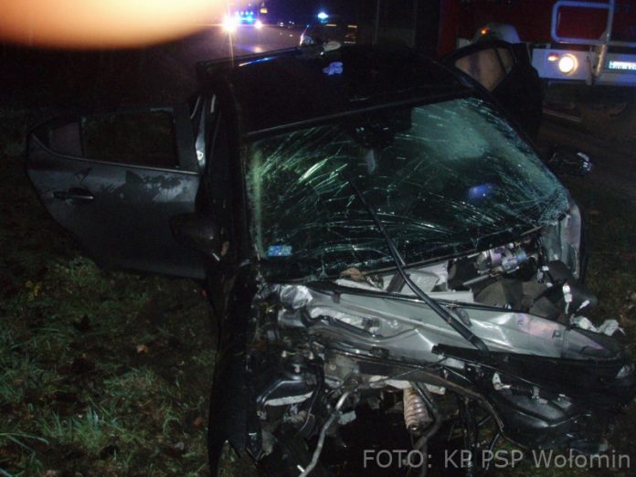 Wypadek w Krzywicy , fot. KP PSP Wołomin