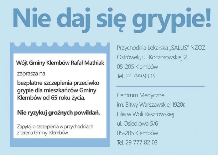 Bezpłatne szczepienie przeciw grypie w Gminie Klembów