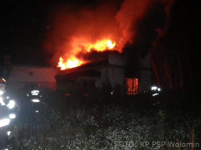 Pożar pustostanu w Wołominie, fot. KP PSP Wołomin