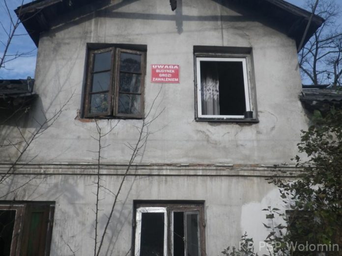 Pożar pustostanu w Wołominie, fot. KP PSP Wołomin