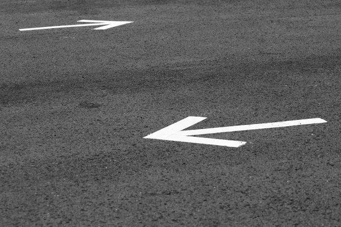 znaki, droga, strzałka, organizacja ruchu