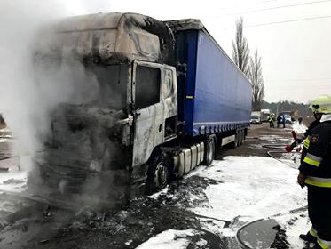 Pożar samochodu ciężarowego w Markach, fot: OSP Marki