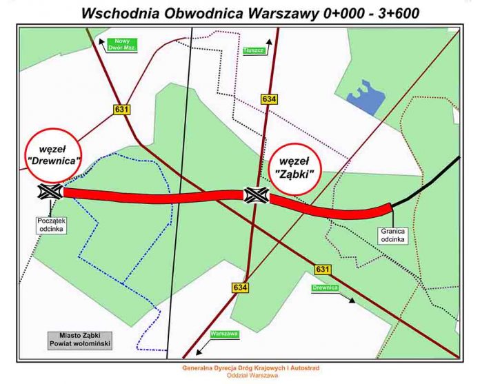 Plan orientacyjny Wschodniej Obwodnicy Warszawy