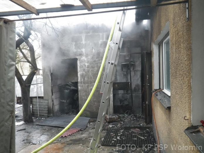 Pożar w lakierni w Ząbkach, fot. KP PSP Wołomin