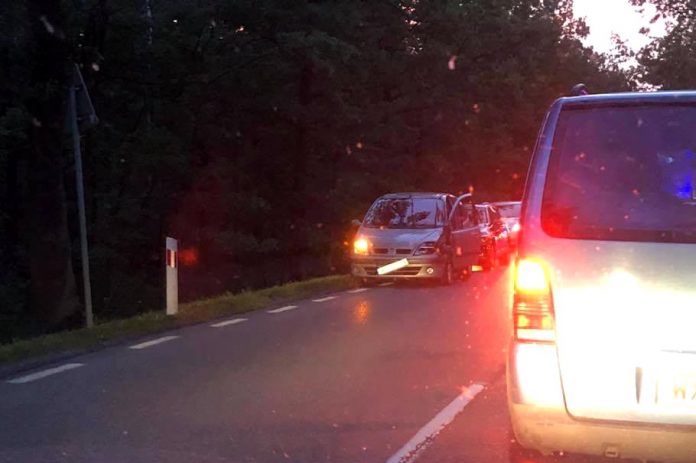 Wypadek na drodze 631 z udziałem motocyklisty, fot: Autopomoc Zawadzki