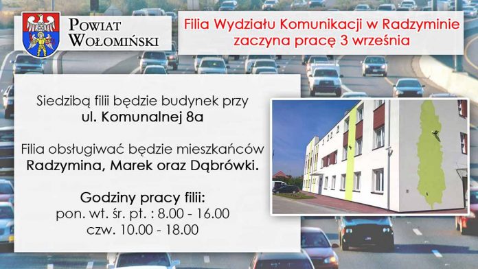 Filia Wydziału Komunikacji w Radzyminie startuje 3 września