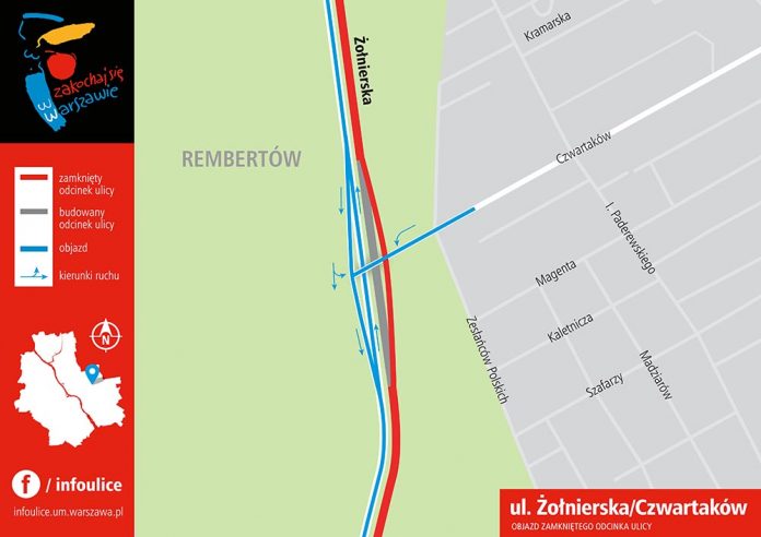 Brak skrętu z ulicy Czwartaków w kierunku Ząbek