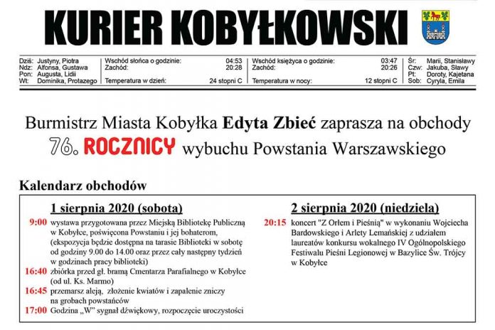 76. rocznica Powstania Warszawskiego - uroczystości w Kobyłce
