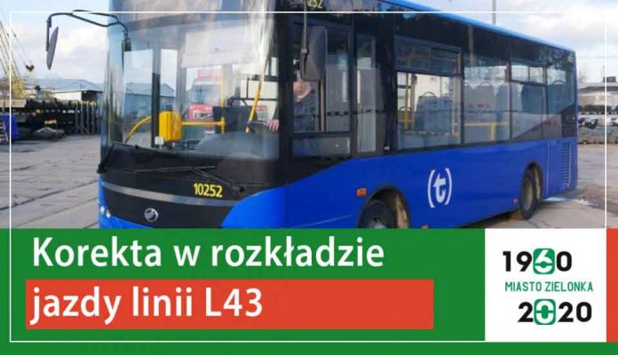 Korekta w rozkładzie jazdy linii L43 od 12 października, fot: zielonka.pl