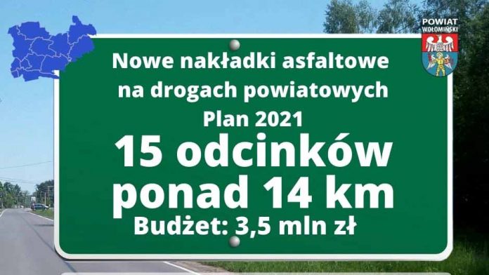Nowe nakładki asfaltowe na drogach powiatowych, fot: powiat-wolominski.pl