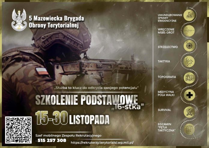Nabór na szkolenia w 5 Mazowieckiej Brygadzie Obrony Terytorialnej