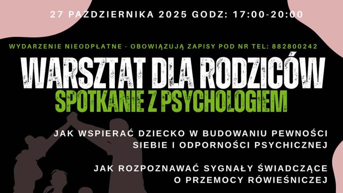 Warsztaty dla rodziców – spotkanie z psychologiem w sprawie przemocy rówieśniczej