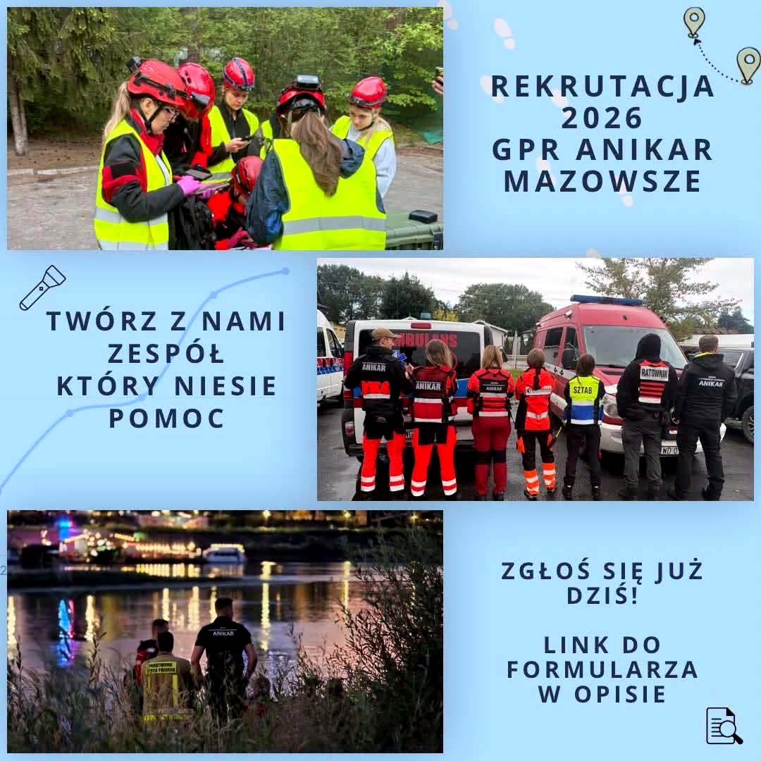 GPR ANIKAR Mazowsze prowadzi rekrutację. Szukają osób do działań poszukiwawczych